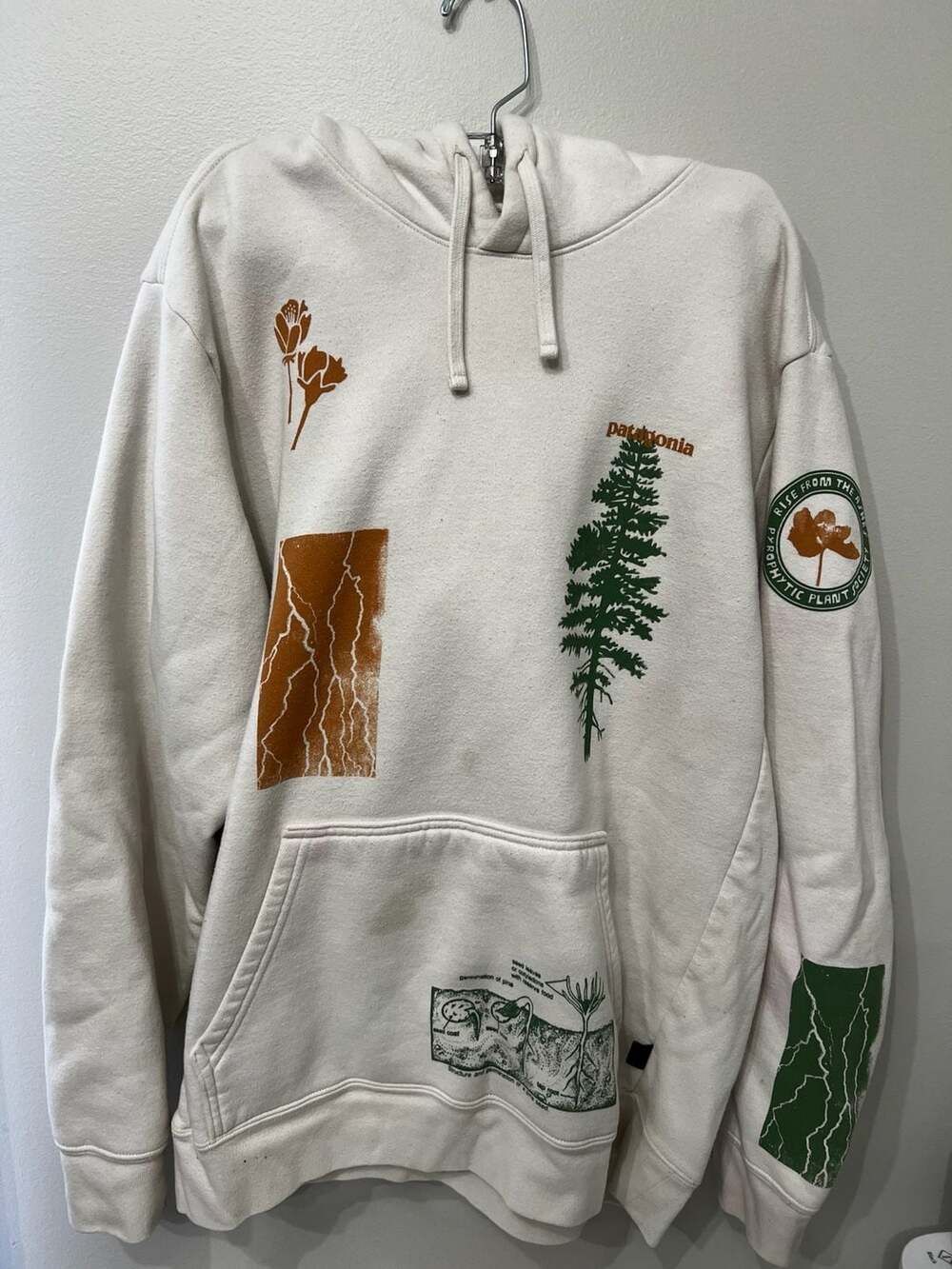 Patagonia Uprisal Hoodie Pyrophytic Plant Society Sweatshirt XL (With staining)